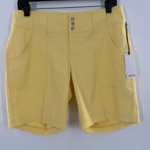 Jofit Jo Slimmer Golf Shorts Womens 6 Yellow Triple Snap Athletic Activewear